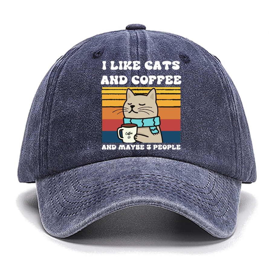 I Like Cats And Coffee And Maybe 3 People Funny Nerd Cotton Hat