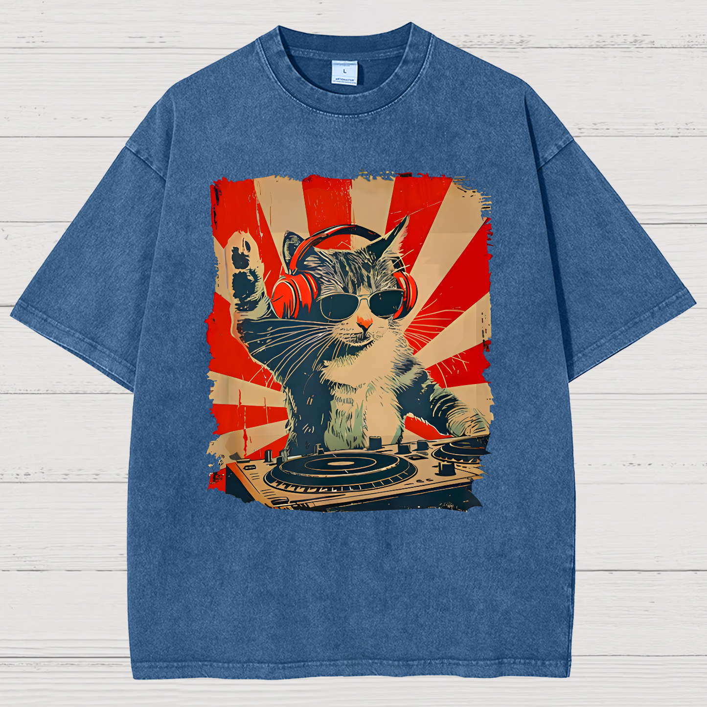 Rock Music Cat Vintage Distressed T-shirt