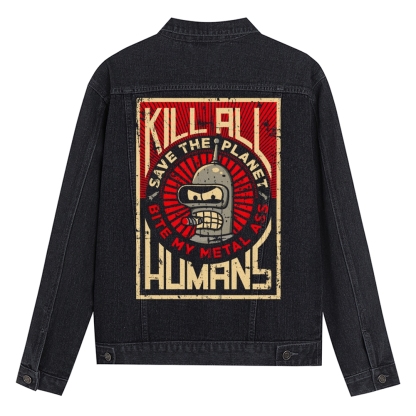 Save The Earth And Kill All Humans Denim Jacket