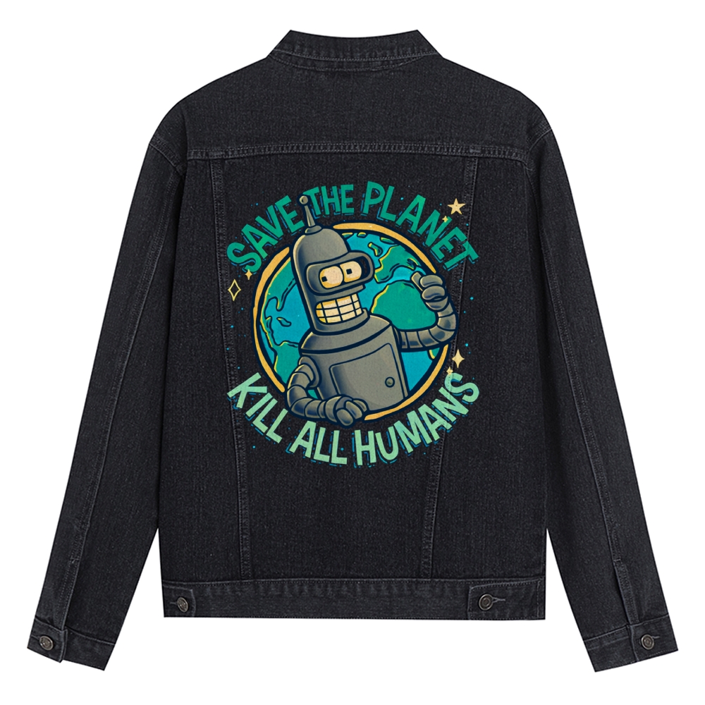 Save The Earth And Kill All Humans Denim Jacket