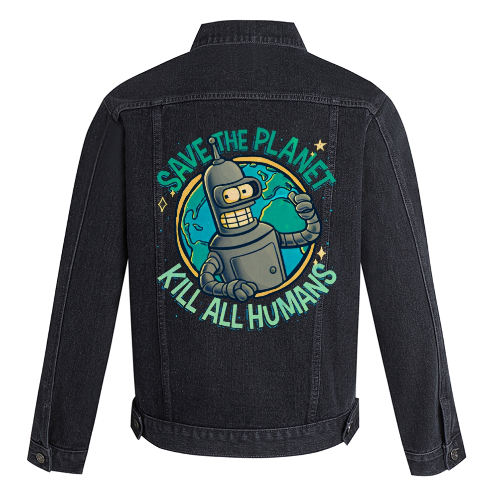 Save The Earth And Kill All Humans Denim Jacket