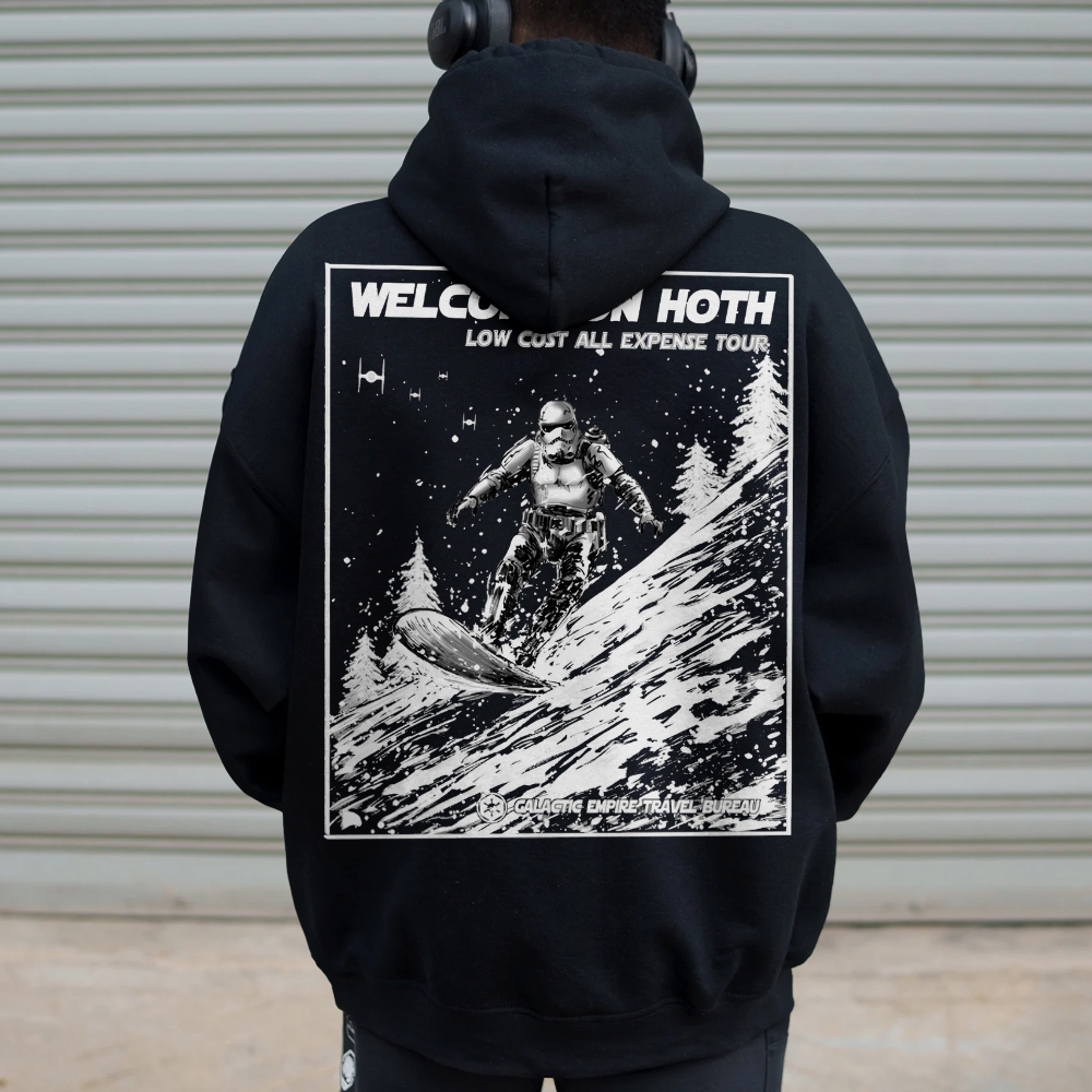 Welcome On Hoth Printed Back Cotton Hoodie