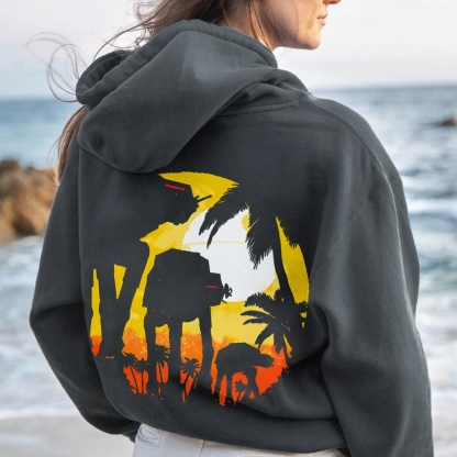 Tropical Attack Printed Back Cotton Hoodie