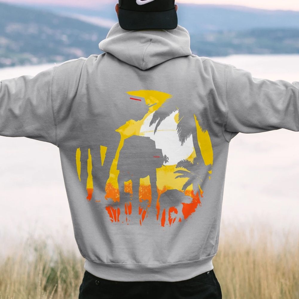 Tropical Attack Printed Back Cotton Hoodie