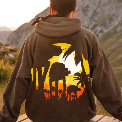 Tropical Attack Printed Back Cotton Hoodie