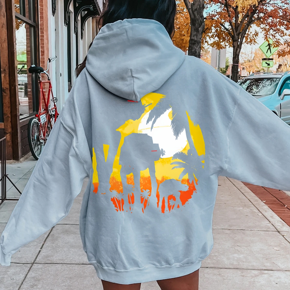 Tropical Attack Printed Back Cotton Hoodie