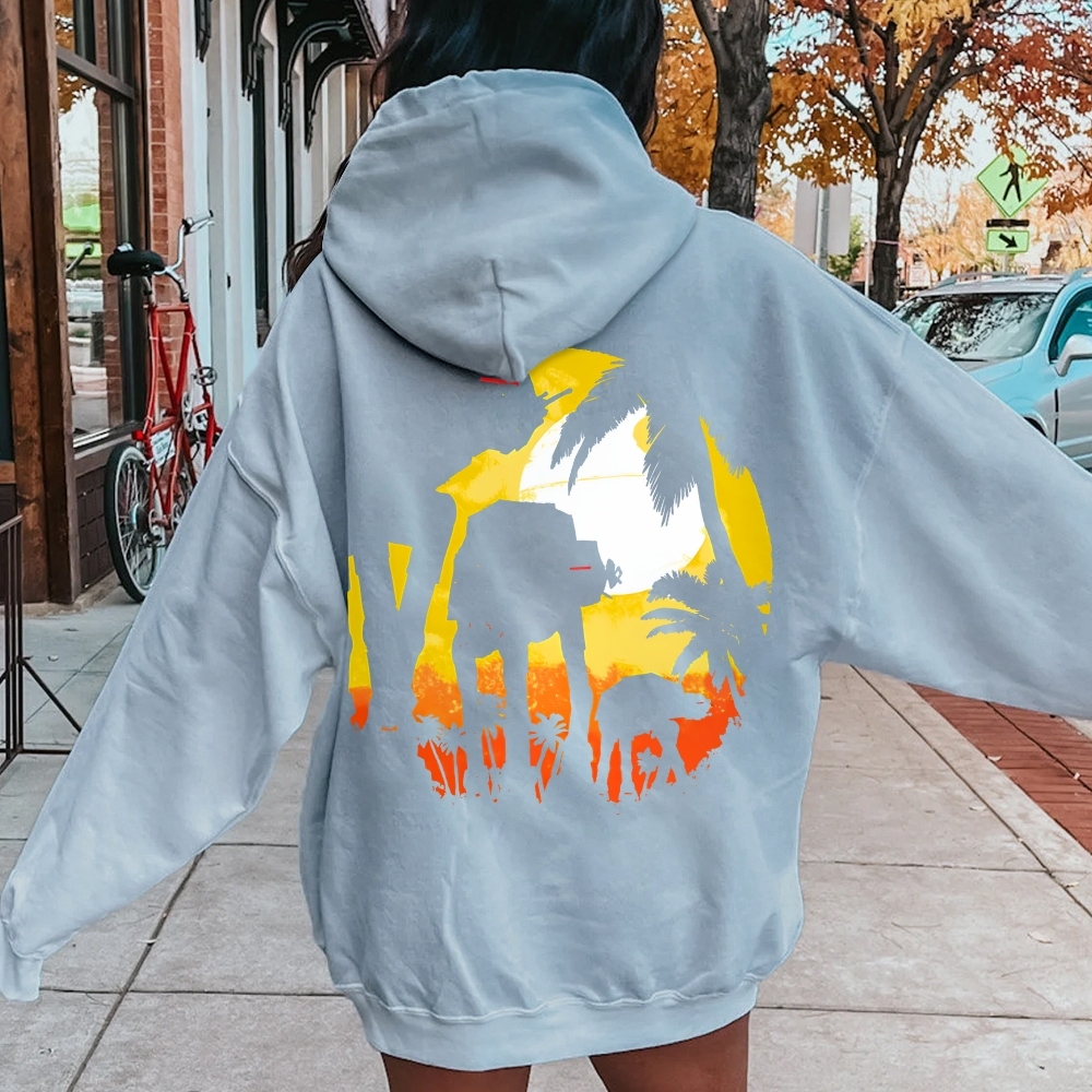 Tropical Attack Printed Back Cotton Hoodie