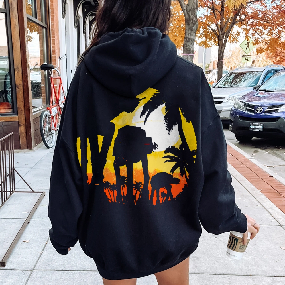 Tropical Attack Printed Back Cotton Hoodie