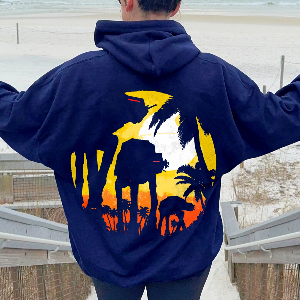 Tropical Attack Printed Back Cotton Hoodie