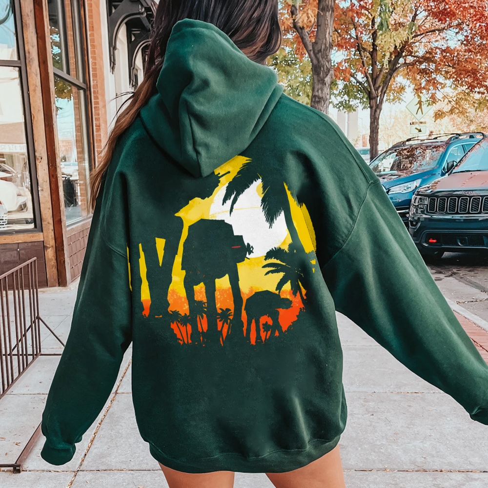 Tropical Attack Printed Back Cotton Hoodie