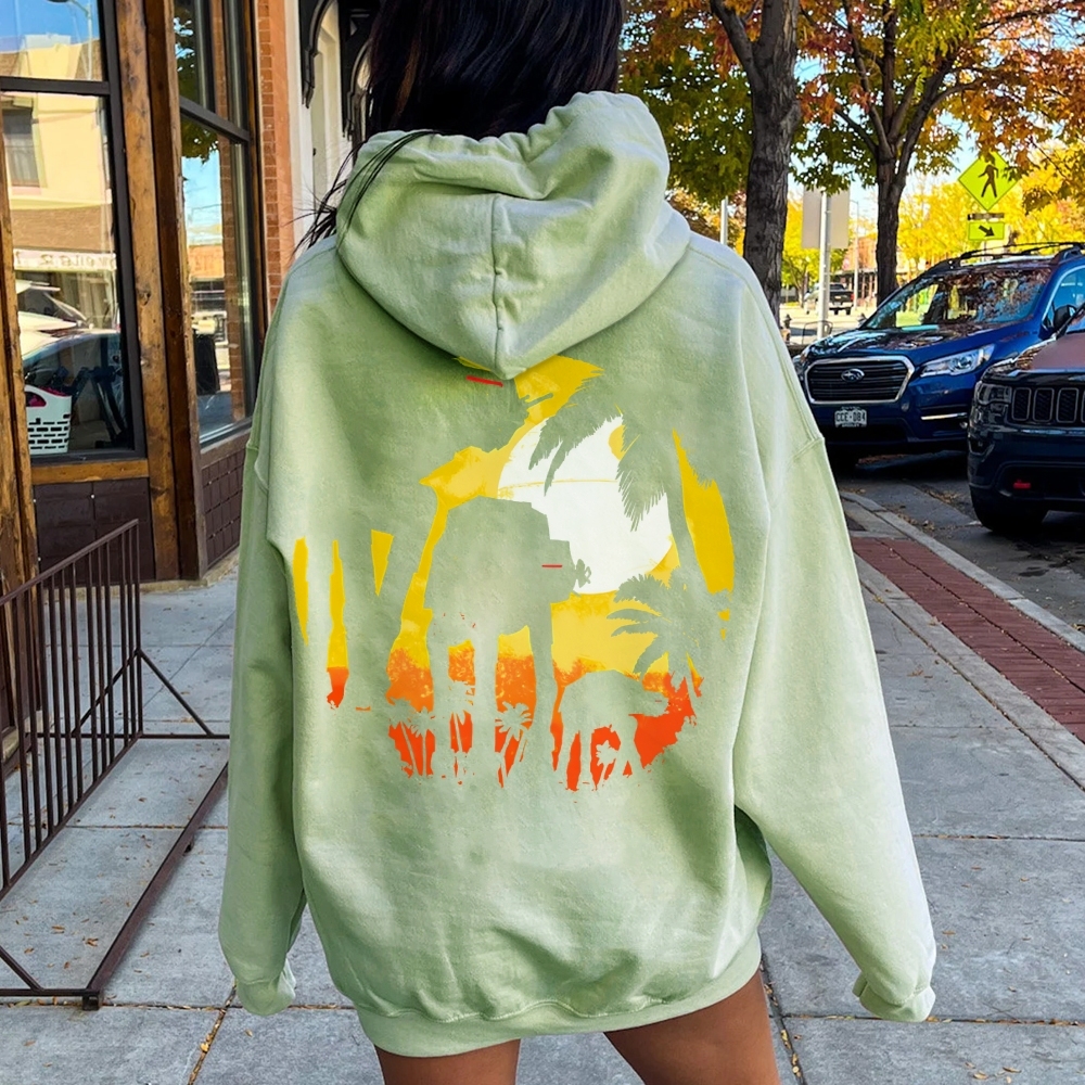 Tropical Attack Printed Back Cotton Hoodie
