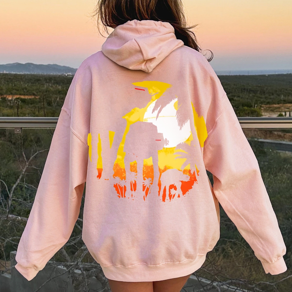 Tropical Attack Printed Back Cotton Hoodie