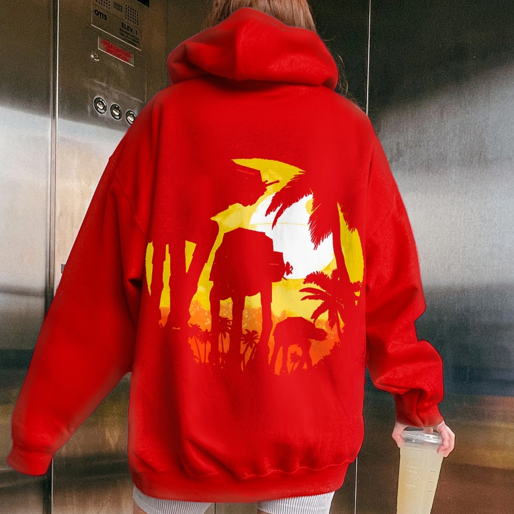 Tropical Attack Printed Back Cotton Hoodie