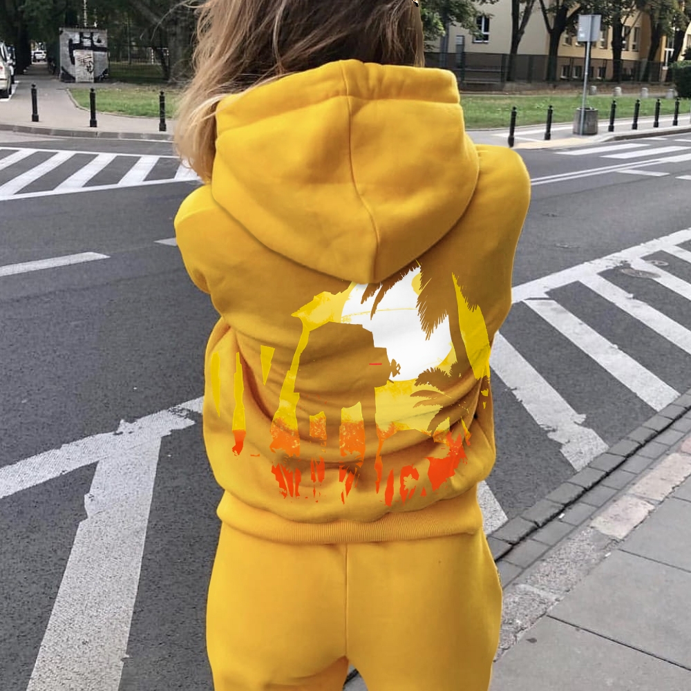 Tropical Attack Printed Back Cotton Hoodie