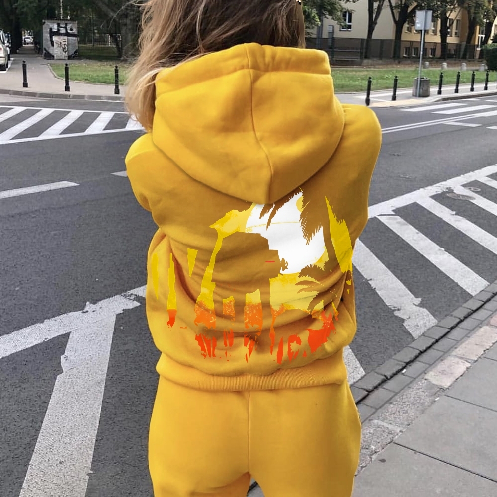 Tropical Attack Printed Back Cotton Hoodie