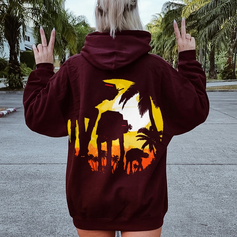 Tropical Attack Printed Back Cotton Hoodie