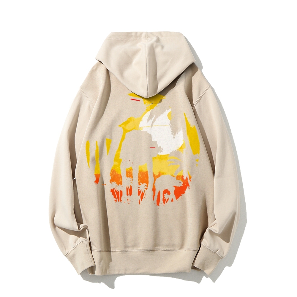Tropical Attack Printed Back Cotton Hoodie
