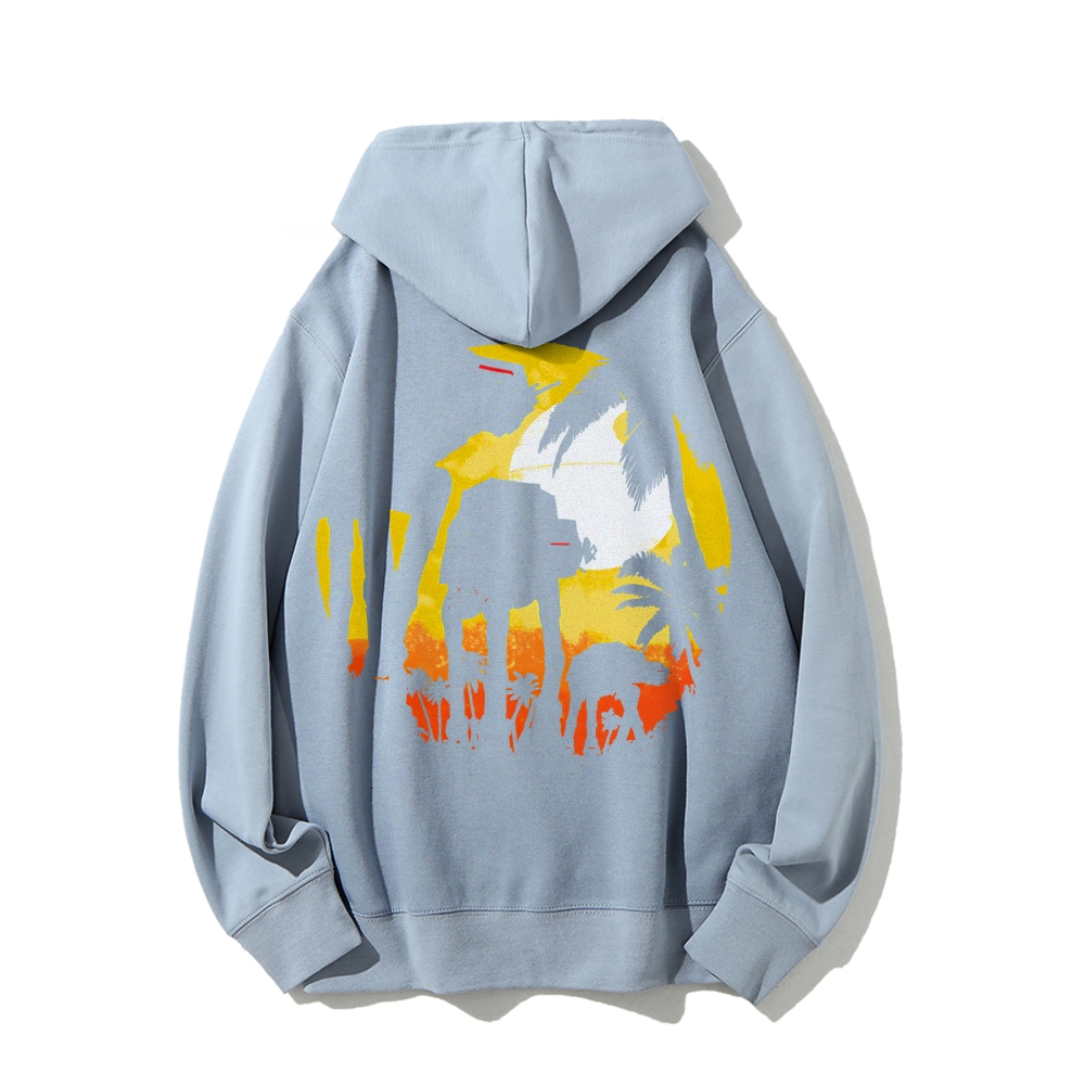 Tropical Attack Printed Back Cotton Hoodie