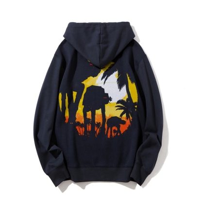 Tropical Attack Printed Back Cotton Hoodie