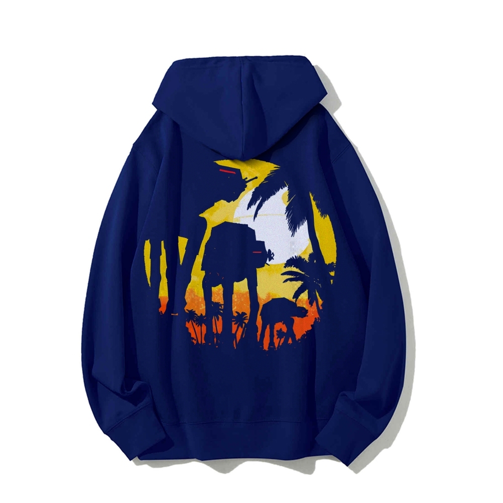 Tropical Attack Printed Back Cotton Hoodie