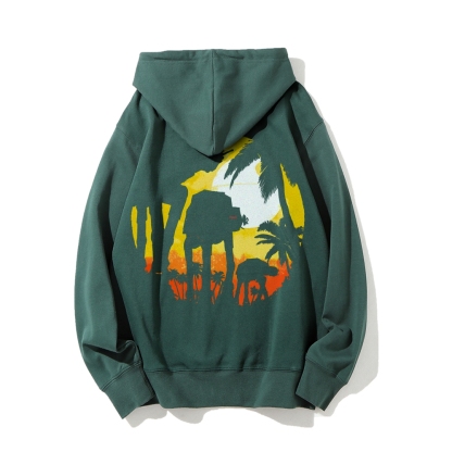 Tropical Attack Printed Back Cotton Hoodie