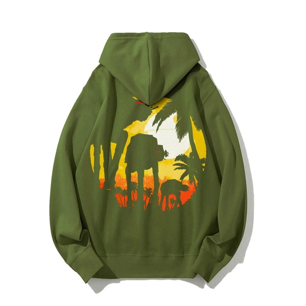 Tropical Attack Printed Back Cotton Hoodie