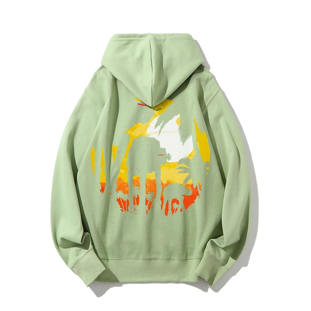Tropical Attack Printed Back Cotton Hoodie