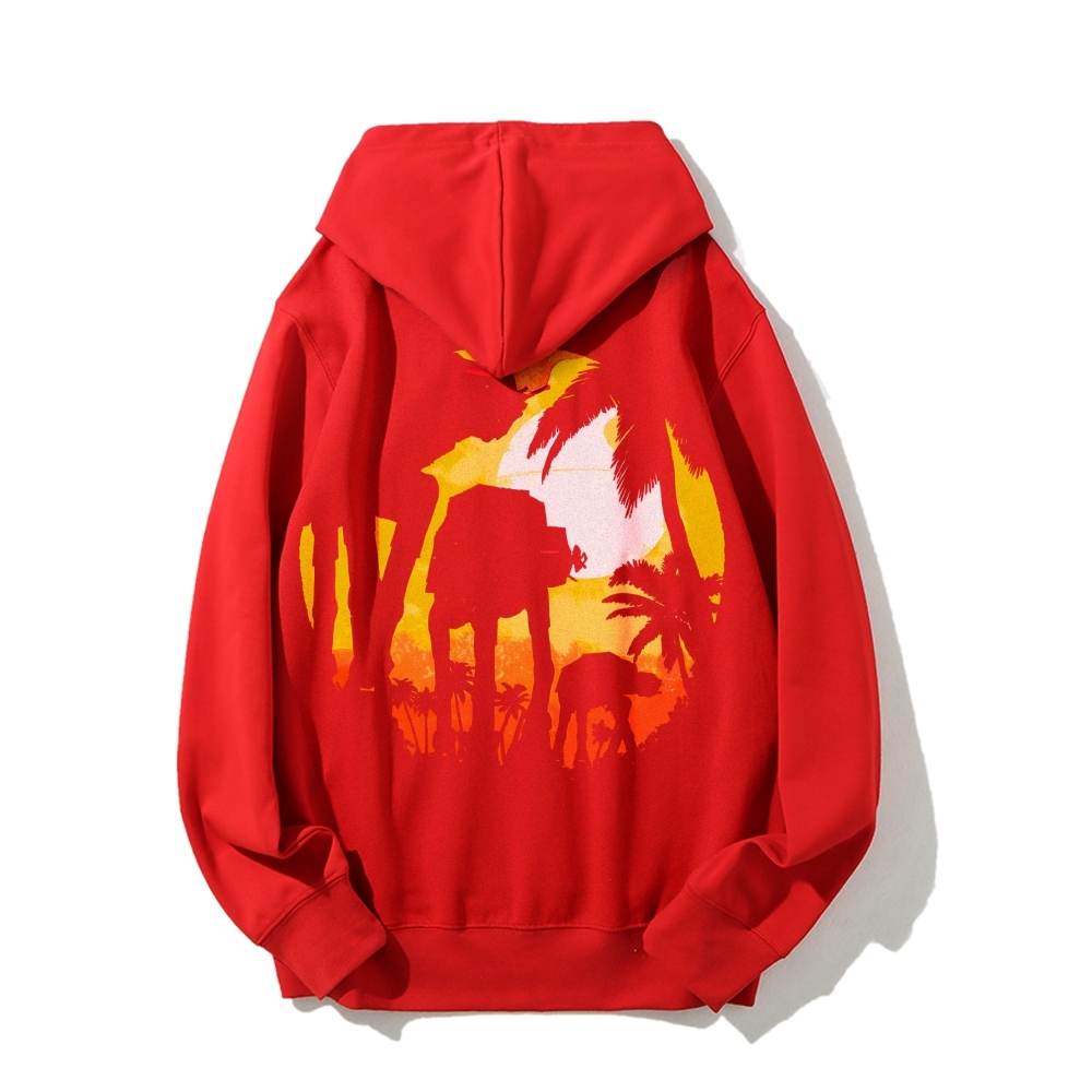 Tropical Attack Printed Back Cotton Hoodie