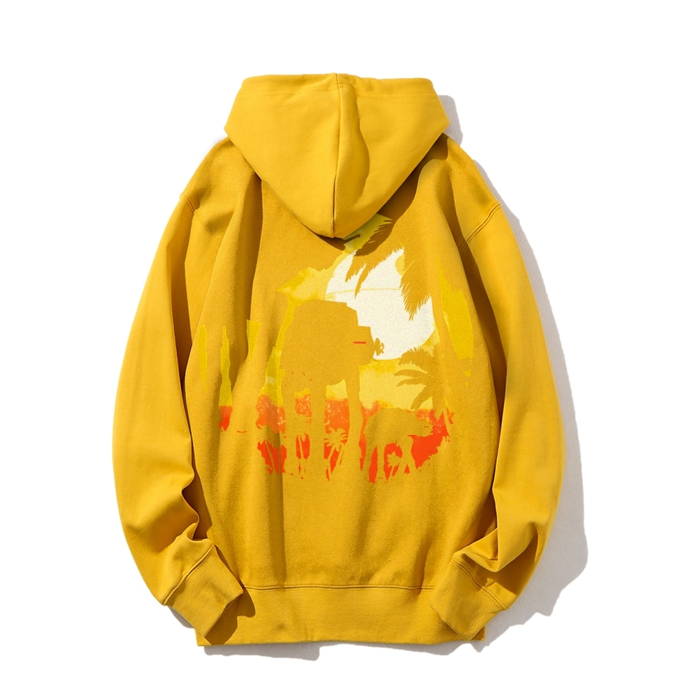 Tropical Attack Printed Back Cotton Hoodie