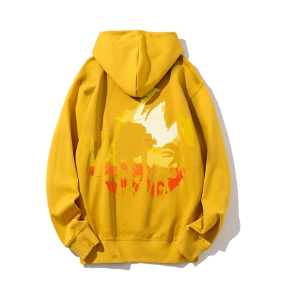 Tropical Attack Printed Back Cotton Hoodie