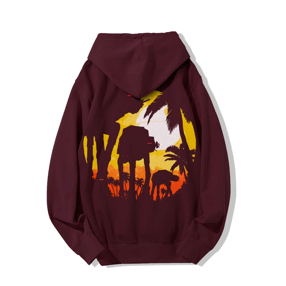 Tropical Attack Printed Back Cotton Hoodie