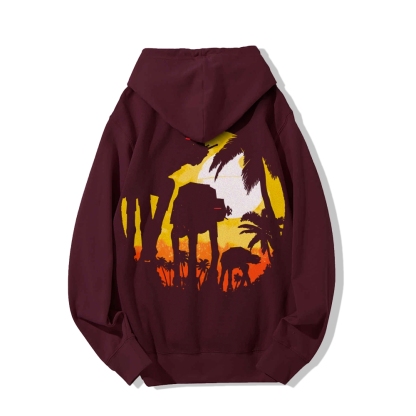Tropical Attack Printed Back Cotton Hoodie
