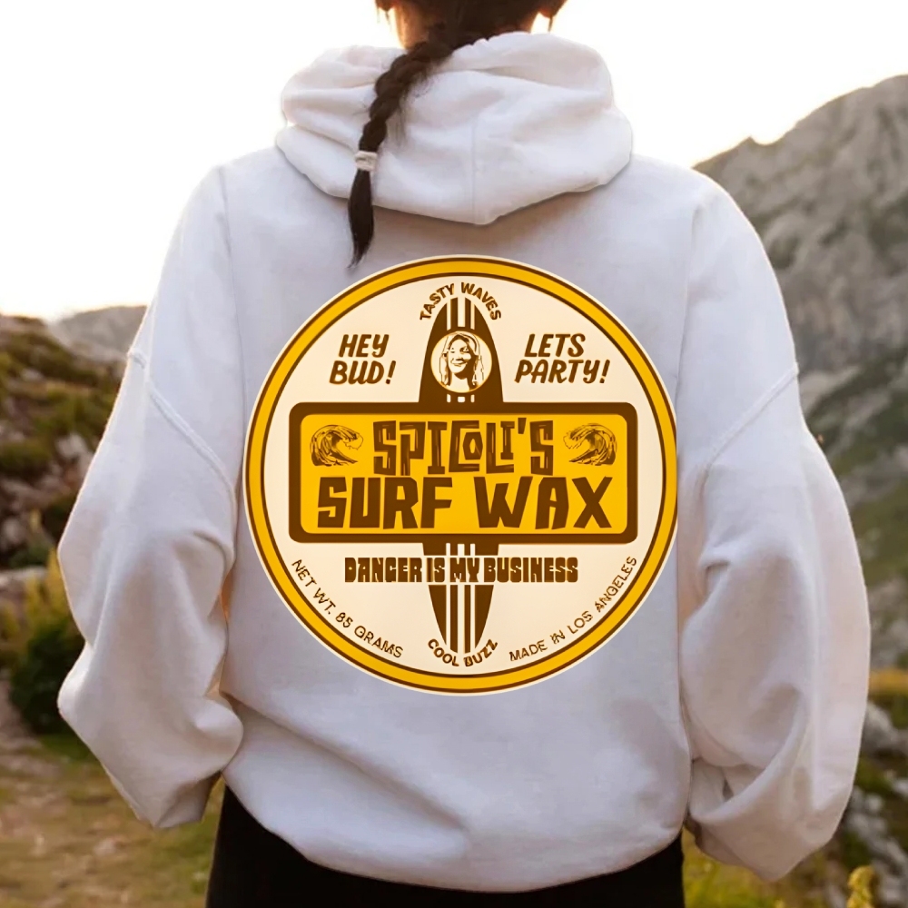 Spicoli's Surf Wax Printed Back Cotton Hoodie