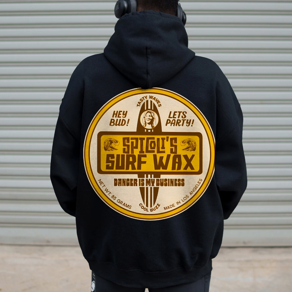 Spicoli's Surf Wax Printed Back Cotton Hoodie