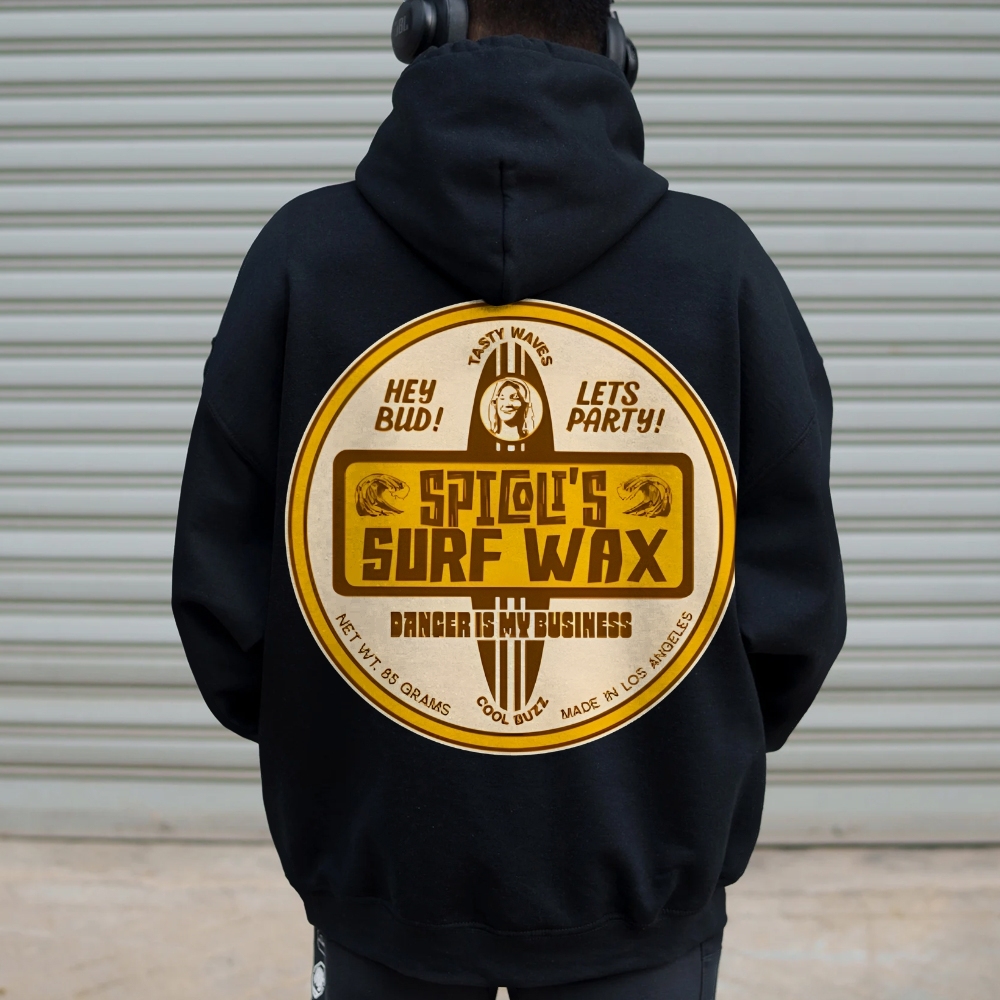 Spicoli's Surf Wax Printed Back Cotton Hoodie