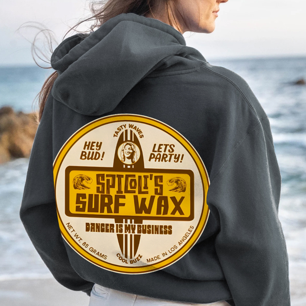 Spicoli's Surf Wax Printed Back Cotton Hoodie