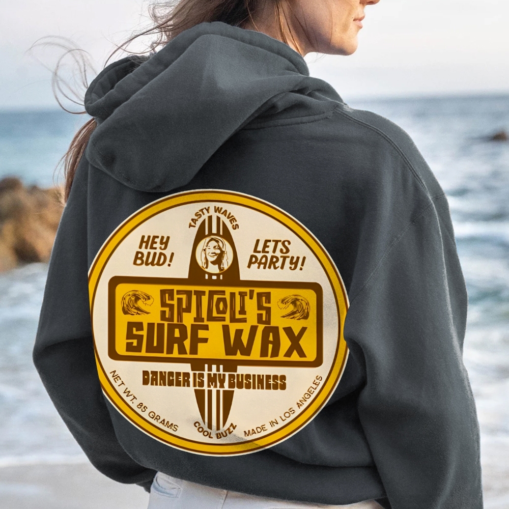 Spicoli's Surf Wax Printed Back Cotton Hoodie