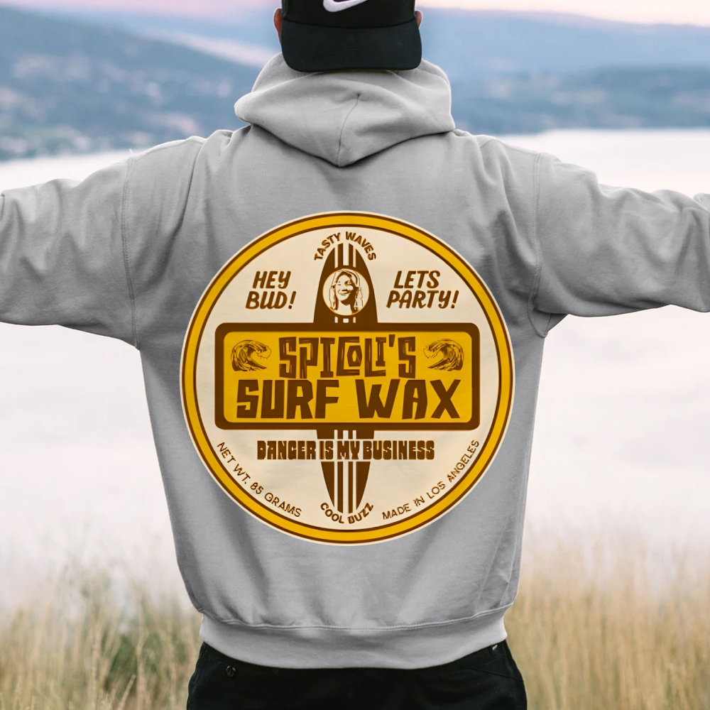 Spicoli's Surf Wax Printed Back Cotton Hoodie