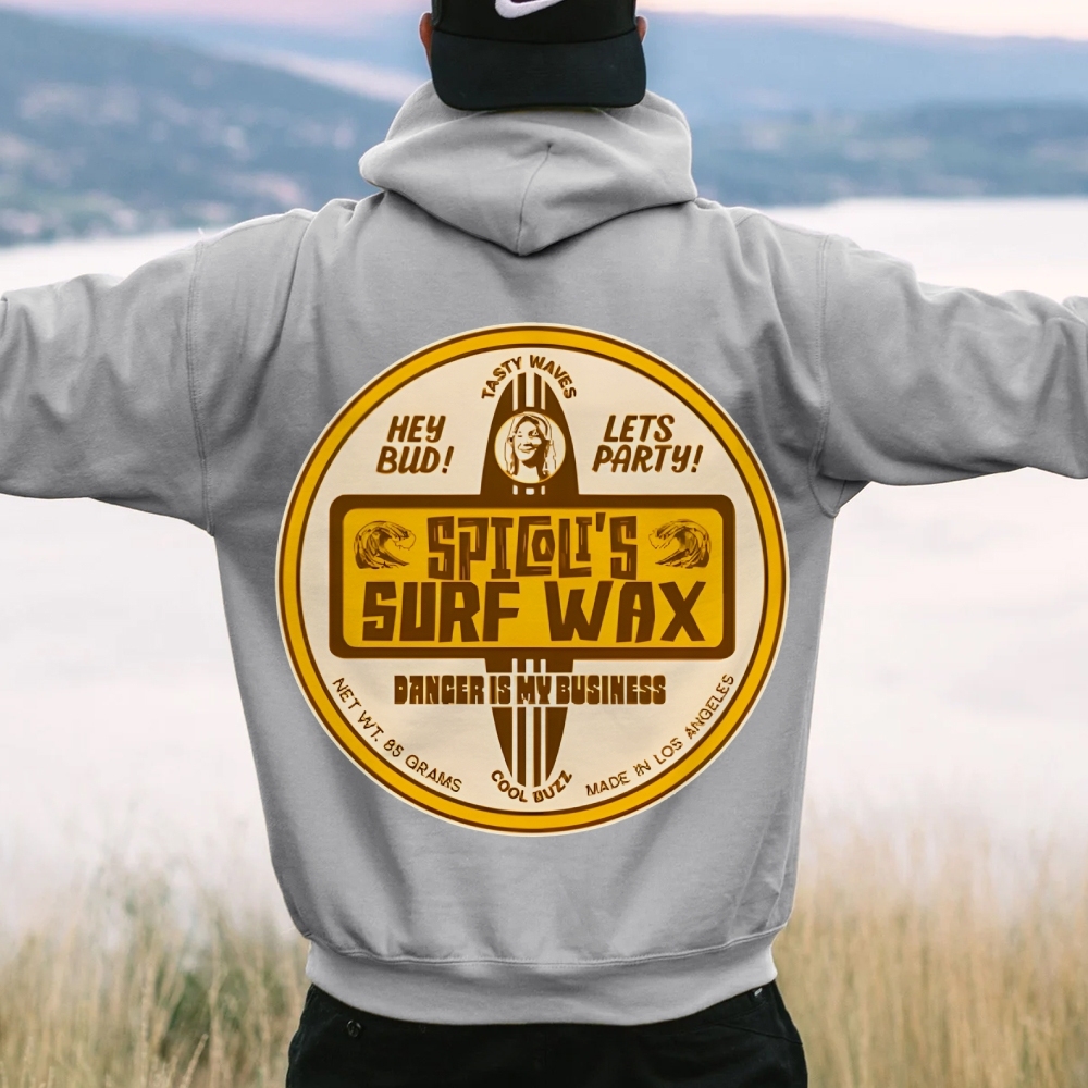 Spicoli's Surf Wax Printed Back Cotton Hoodie