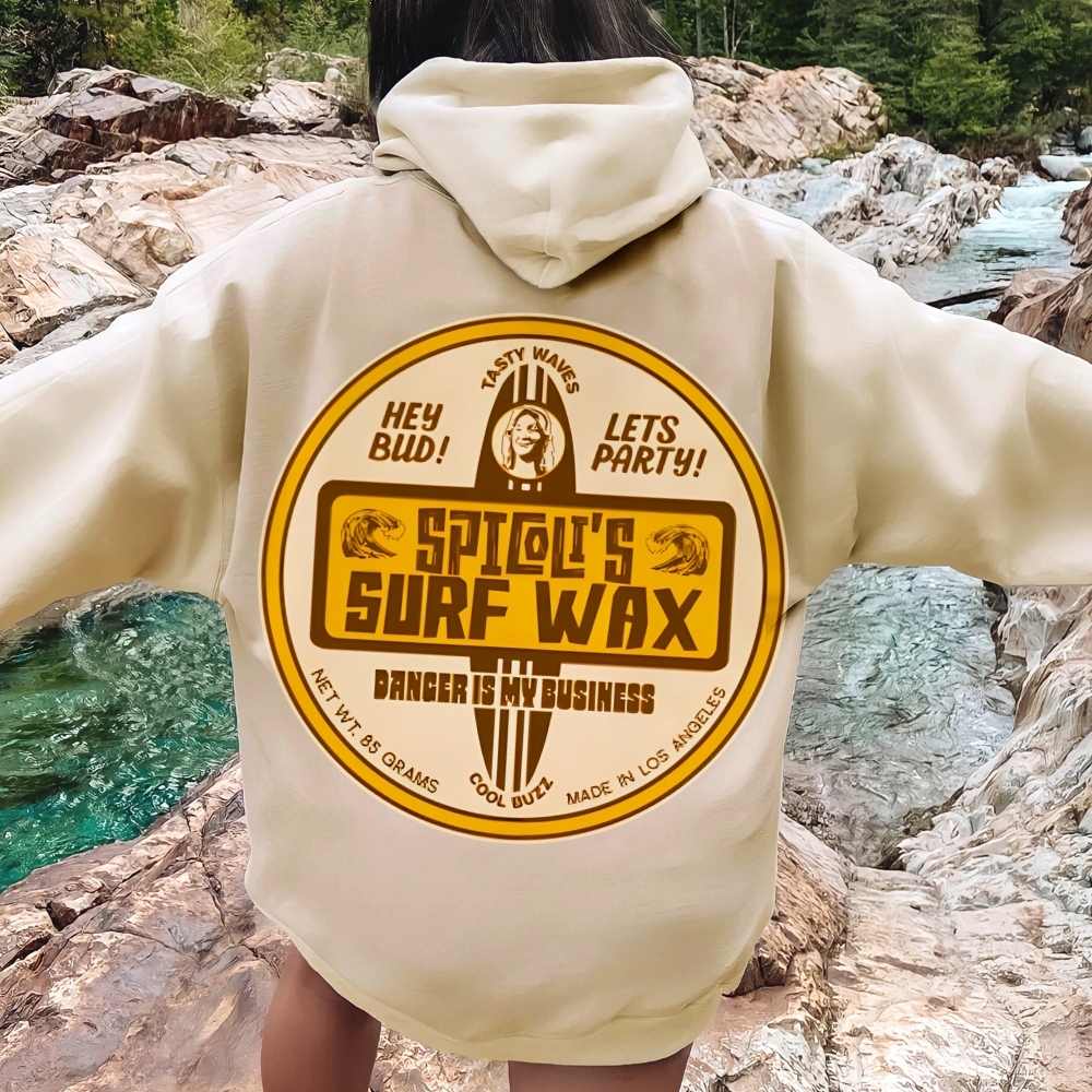 Spicoli's Surf Wax Printed Back Cotton Hoodie