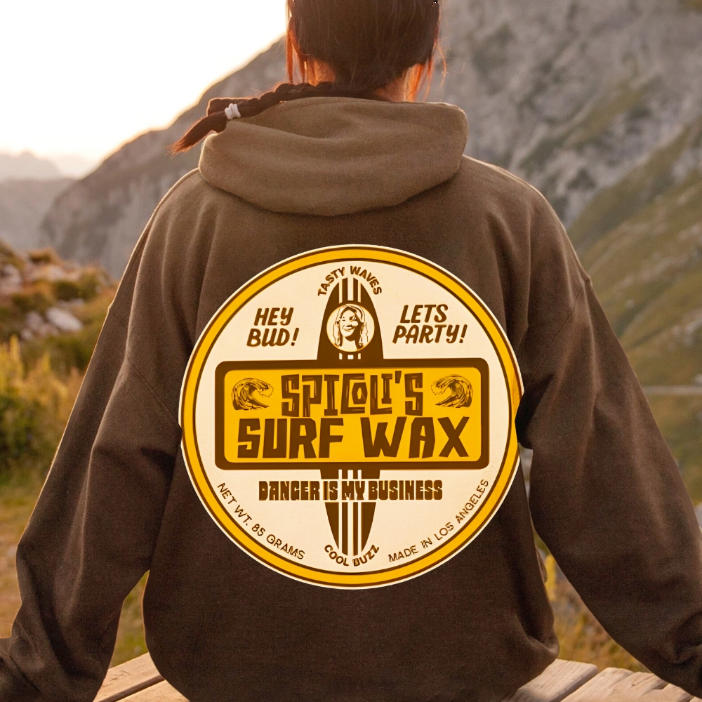 Spicoli's Surf Wax Printed Back Cotton Hoodie