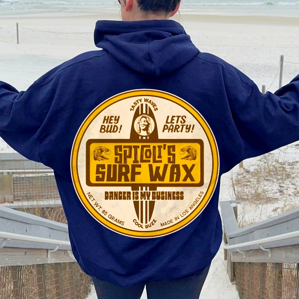 Spicoli's Surf Wax Printed Back Cotton Hoodie