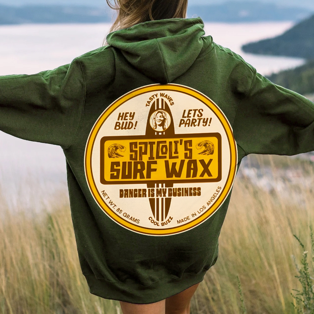 Spicoli's Surf Wax Printed Back Cotton Hoodie