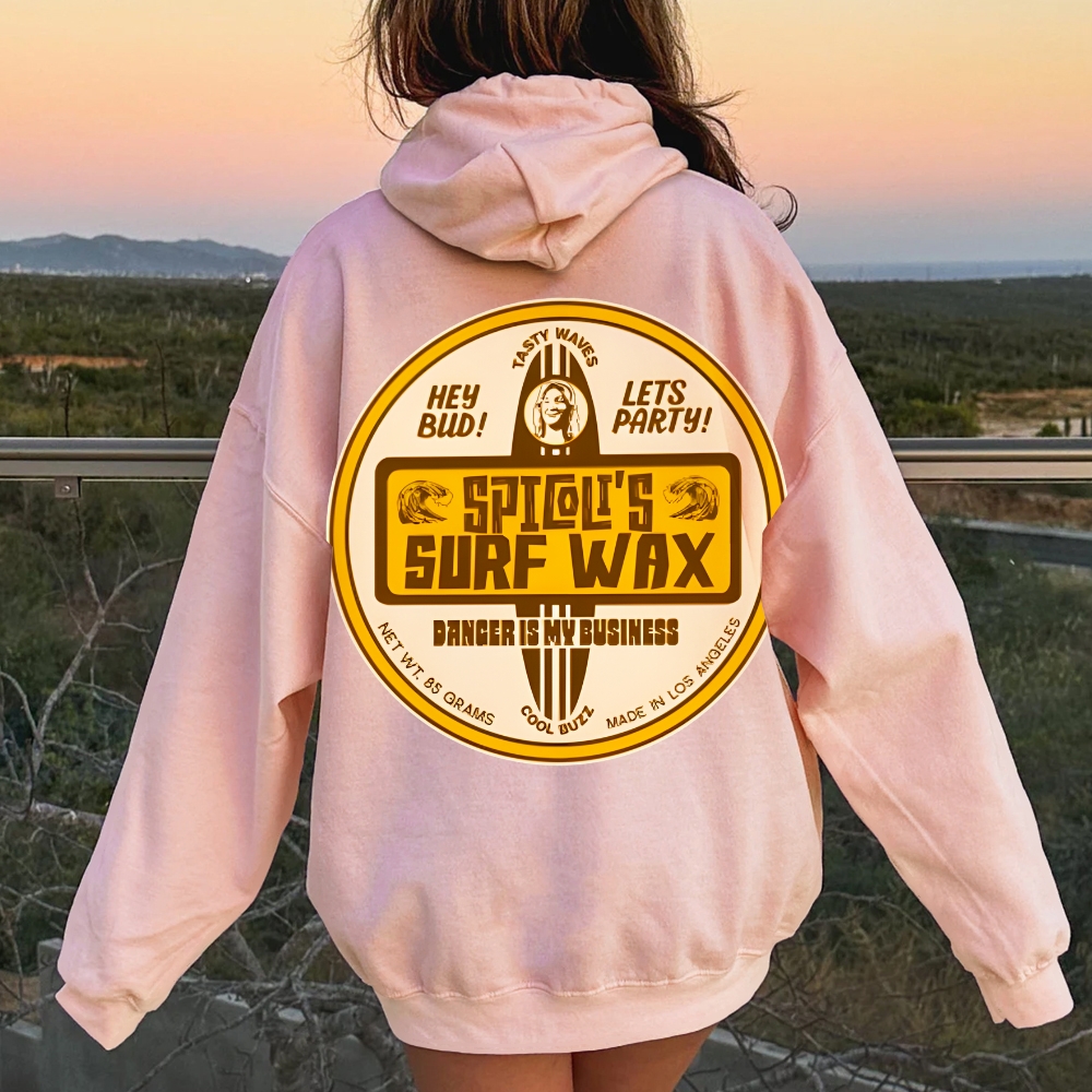 Spicoli's Surf Wax Printed Back Cotton Hoodie