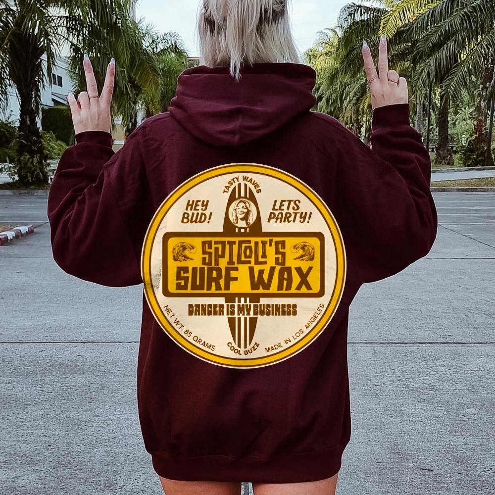 Spicoli's Surf Wax Printed Back Cotton Hoodie