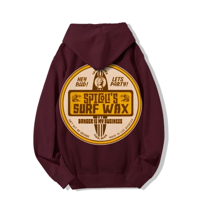 Spicoli's Surf Wax Printed Back Cotton Hoodie