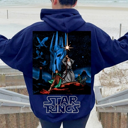 Star Rings Printed Back Cotton Hoodie