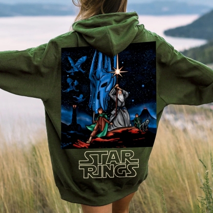 Star Rings Printed Back Cotton Hoodie
