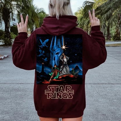 Star Rings Printed Back Cotton Hoodie