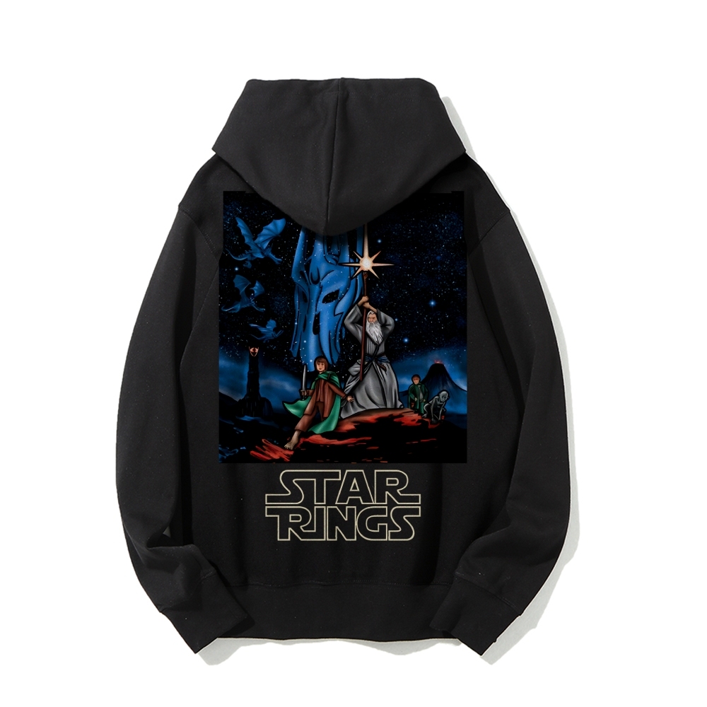 Star Rings Printed Back Cotton Hoodie
